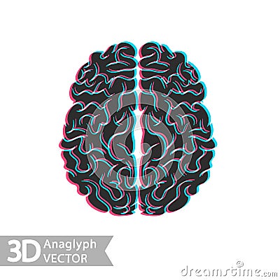 3D stereo illustration of brain Vector Illustration
