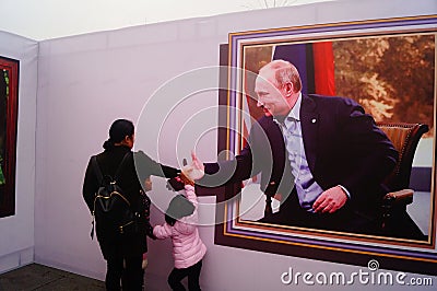 3D stereoscopic painting exhibition, witty and interesting Editorial Stock Photo