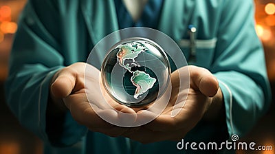 3D stethoscopes on hand, medical, World Health Day Stock Photo