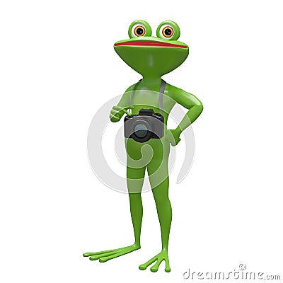 3D Stock Illustration Frog with a Camera Stock Photo