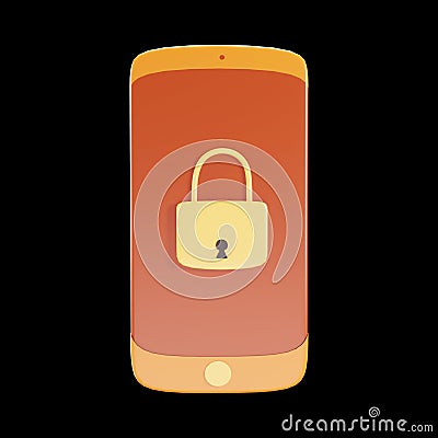 3D Style Lock Phone Icon Over Black Stock Photo