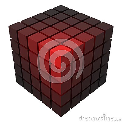 3d style vector cubic form made of with smaller cubes. Vector Illustration