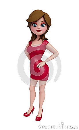 3d stylish girl with standing pose. Stock Photo