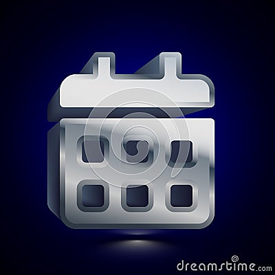 3D stylized Calendar icon. Silver vector icon. Isolated symbol illustration on dark background Cartoon Illustration