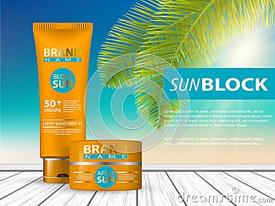 3d sunscreen protection Vector Illustration