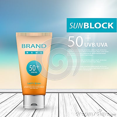 3d sunscreen protection Vector Illustration