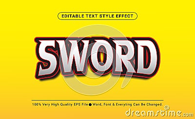 3d Sword Gaming Esport Text Effect, Editable Text Effect Vector Illustration