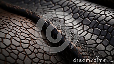 3d Synthetic Leather Image With Basalt Fiber: Cracked Black And Brown Leather Fabric Inspired By Erik Johansson Stock Photo