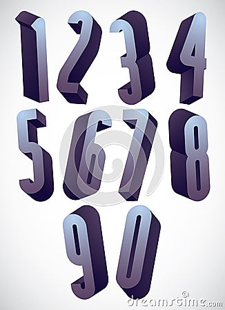 3d tall condensed numbers set. Vector Illustration