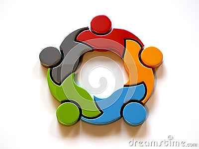 3D Teamwork Coalition. 3D Rendering illustration Stock Photo