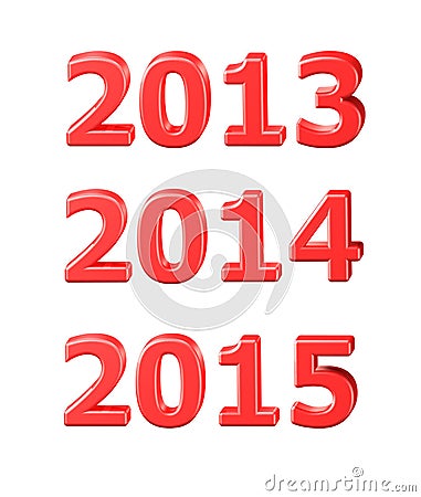 3D templates of 2013, 2014, 2015 Stock Photo