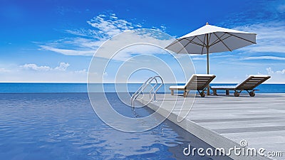 3d terrace sea view Stock Photo