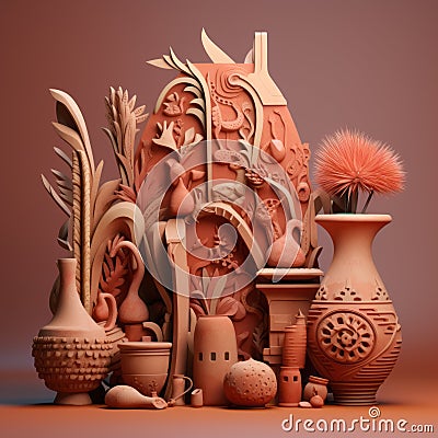 3d Terracotta Art Collection By Adam Karol Stock Photo