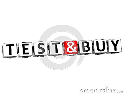 3D Test And Buy Button Click Here Block Text Stock Photo