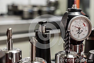 3D Tester Sensor for Measurement on Turning and milling CNC machines. Reference to the coordinate system of the workpiece and Stock Photo