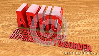 3d text ADHD disorder Stock Photo