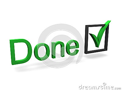 Done text and check mark Stock Photo