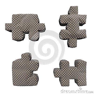 3D textile brown puzzles in white peas Stock Photo