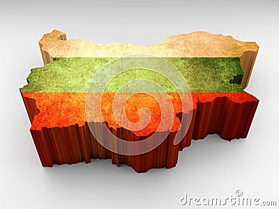 3d textured Bulgaria map with a Bulgarian flag Stock Photo