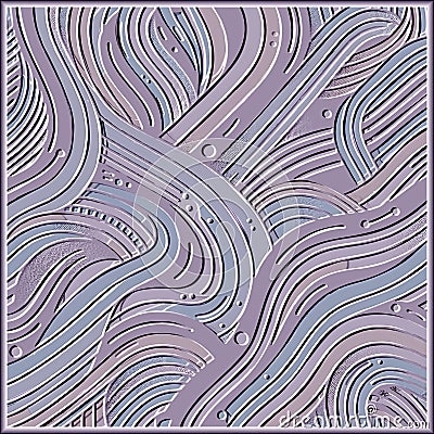 3d Textured emboss squiggles, doodle lines, curves, waves, circles seamless pattern with square frame. Colorful abstract embossed Vector Illustration