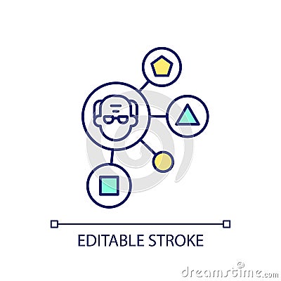 2D thin line colorful overcome skill shortage icon Vector Illustration