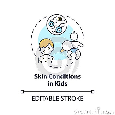 2D thin line icon skin conditions in kids concept Vector Illustration