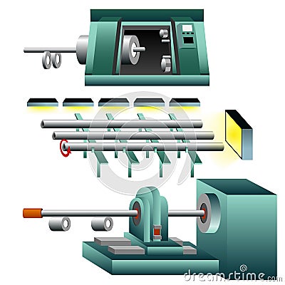 3d Thread Tighten Steel Pipes Vector Illustration