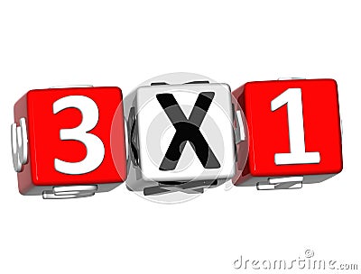 3D Three For One Button Click Here Block Text Stock Photo