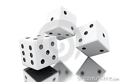 3d Throwing white dices Cartoon Illustration