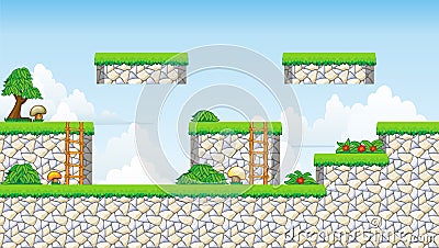 2D Tileset Platform Game Vector Illustration