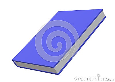 A 3D tilted thick indigo blue cover book set against a white backdrop Cartoon Illustration