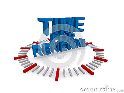 3d time for renewal sign Cartoon Illustration