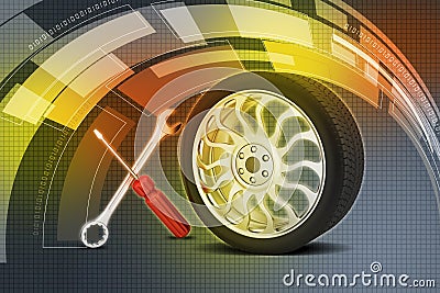 3d tires replacement concept Stock Photo