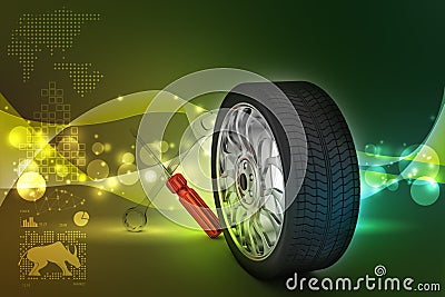 3d tires replacement concept Stock Photo