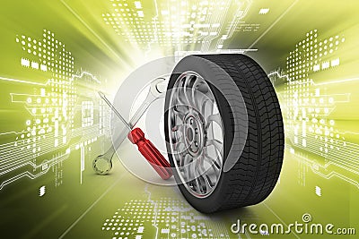 3d tires replacement concept Stock Photo