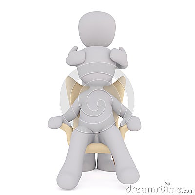 3d toon giving person in chair head massage Stock Photo