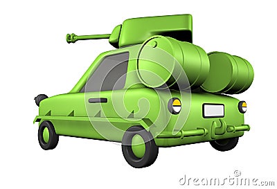 3D toon green armored toy fast car Stock Photo