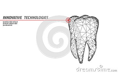 3d tooth innovation laser dentistry polygonal concept. Stomatology symbol low poly triangle abstract oral dental medical Vector Illustration