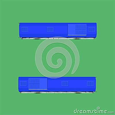 3d top view and little side view thai bus blue white green transport car vehicle driver fare passenger autobus omnibus coach rail Vector Illustration