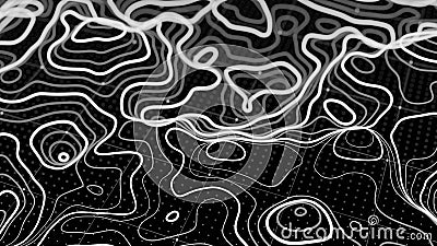 3d Topographic contour map, waving technology line backdrop. space or surface map, 3d render Stock Photo