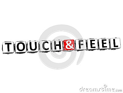 3D Touch And Feel Button Click Here Block Text Stock Photo