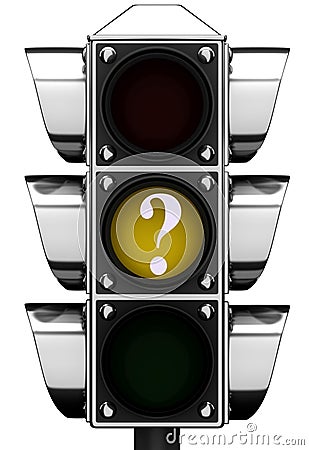 3d Traffic light with question mark Stock Photo