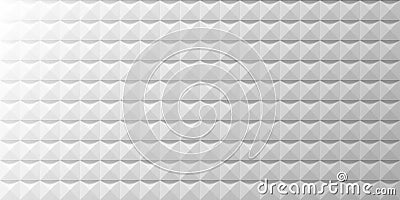 3D triangles seamless pattern. Vector geometric background. Monochrome white color. Acoustically sound absorbing studio Vector Illustration