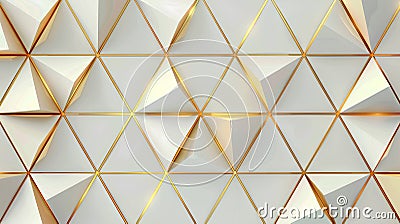 3d triangulars pattern seemless pattern, white and gold texture pattern Stock Photo