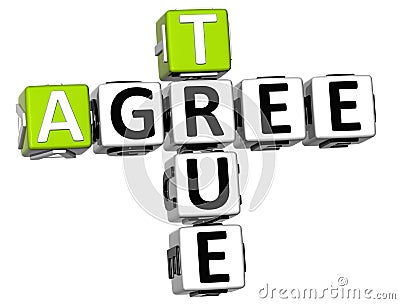 3D True Agree Crossword Stock Photo