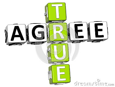 3D True Agree Crossword Stock Photo