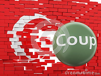 3d Turkey flag. Military Coup Attempt concept Stock Photo