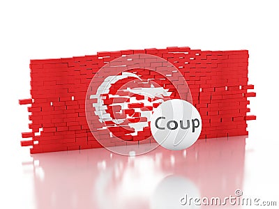 3d Turkey flag. Military Coup Attempt concept Stock Photo