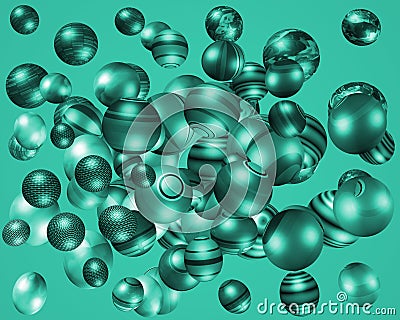 3D turquoise coloured spheres Stock Photo