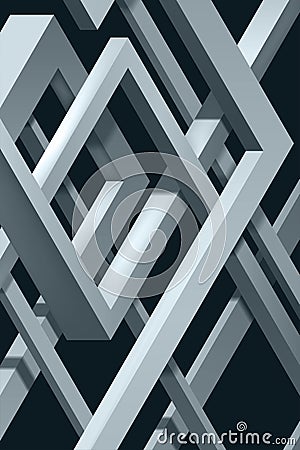 3D Twisted Composition of abstract plexus forms. Labyrinth shapes. Vector unreal construction on dark background Vector Illustration
